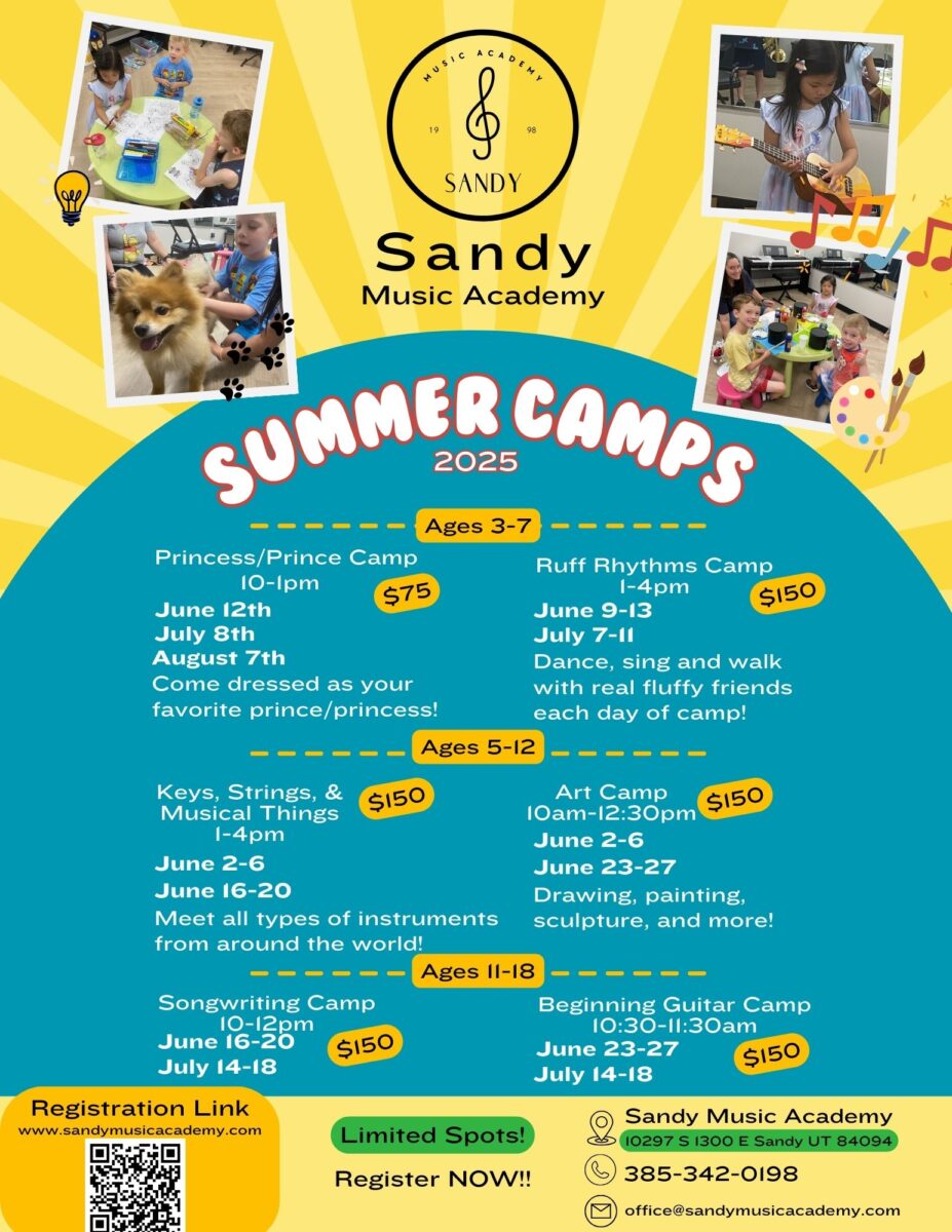 flyer for Sandy Music Academy Summer Camp 